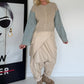 Strickjacke mit strassbesetzten Denim-Ärmeln - beige-denim