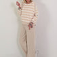 Zweiteiler mit Streifen - beige-weiss