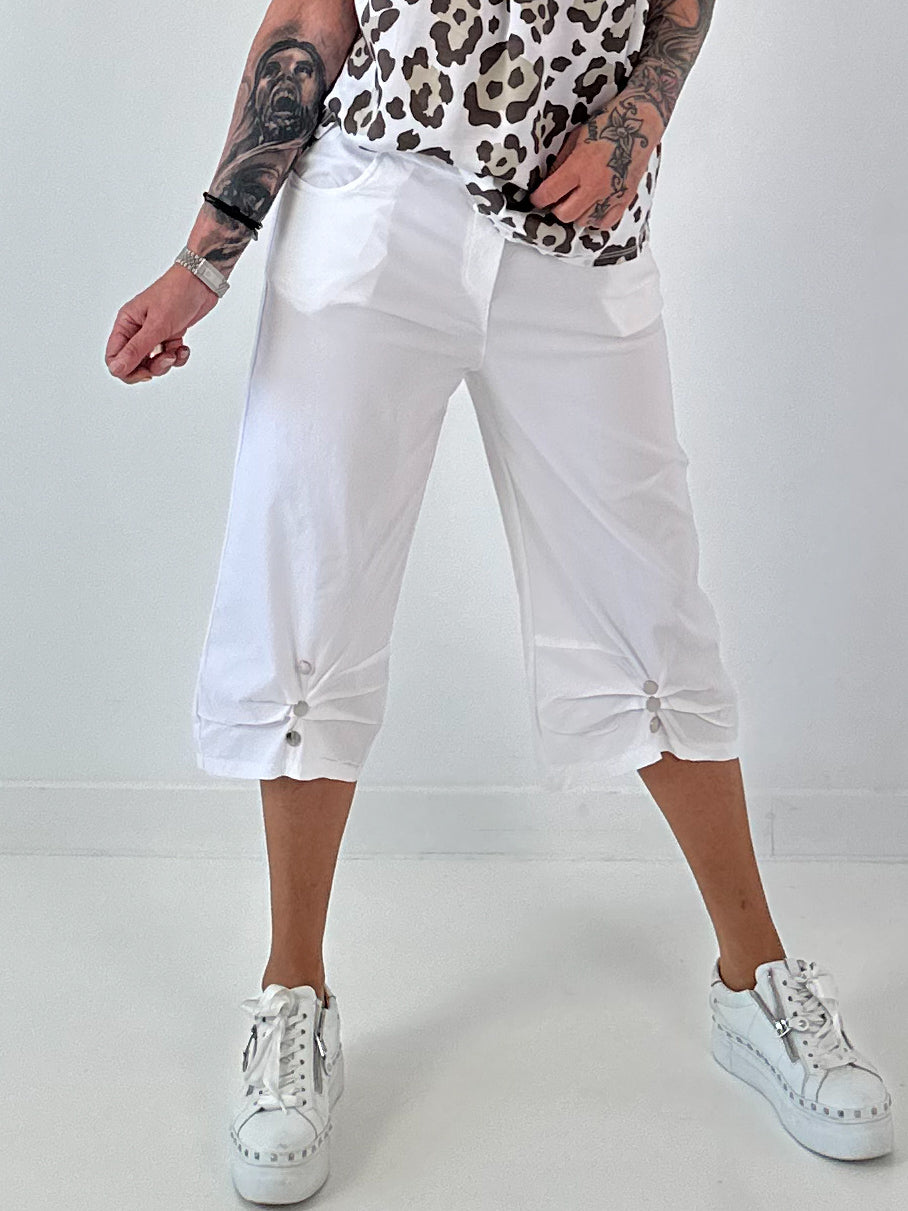 Hose mit Druckknöpfen Details - weiss