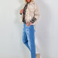 Distressed Denim Jacket - Beige