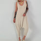 Jumpsuit mit Nieten- beige