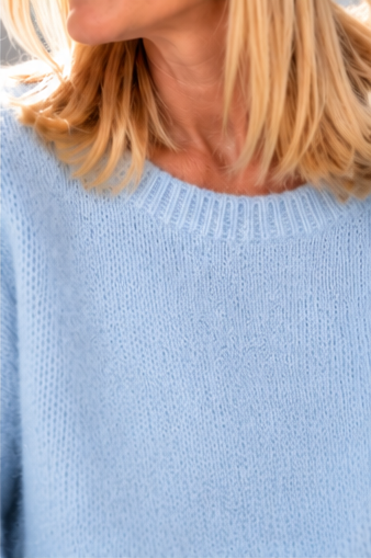 Kuschelig kastiger Pullover - hellblau