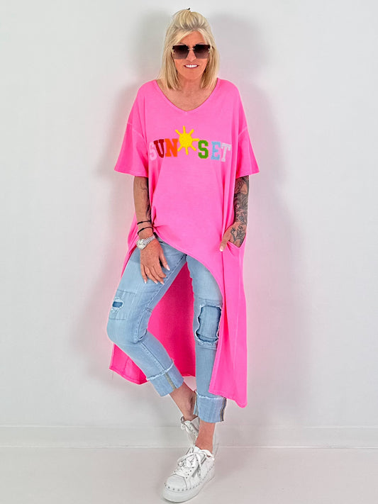 Oversized Long Shirt Sunset - neonpink
