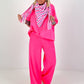Short-sleeved sweater - neon pink