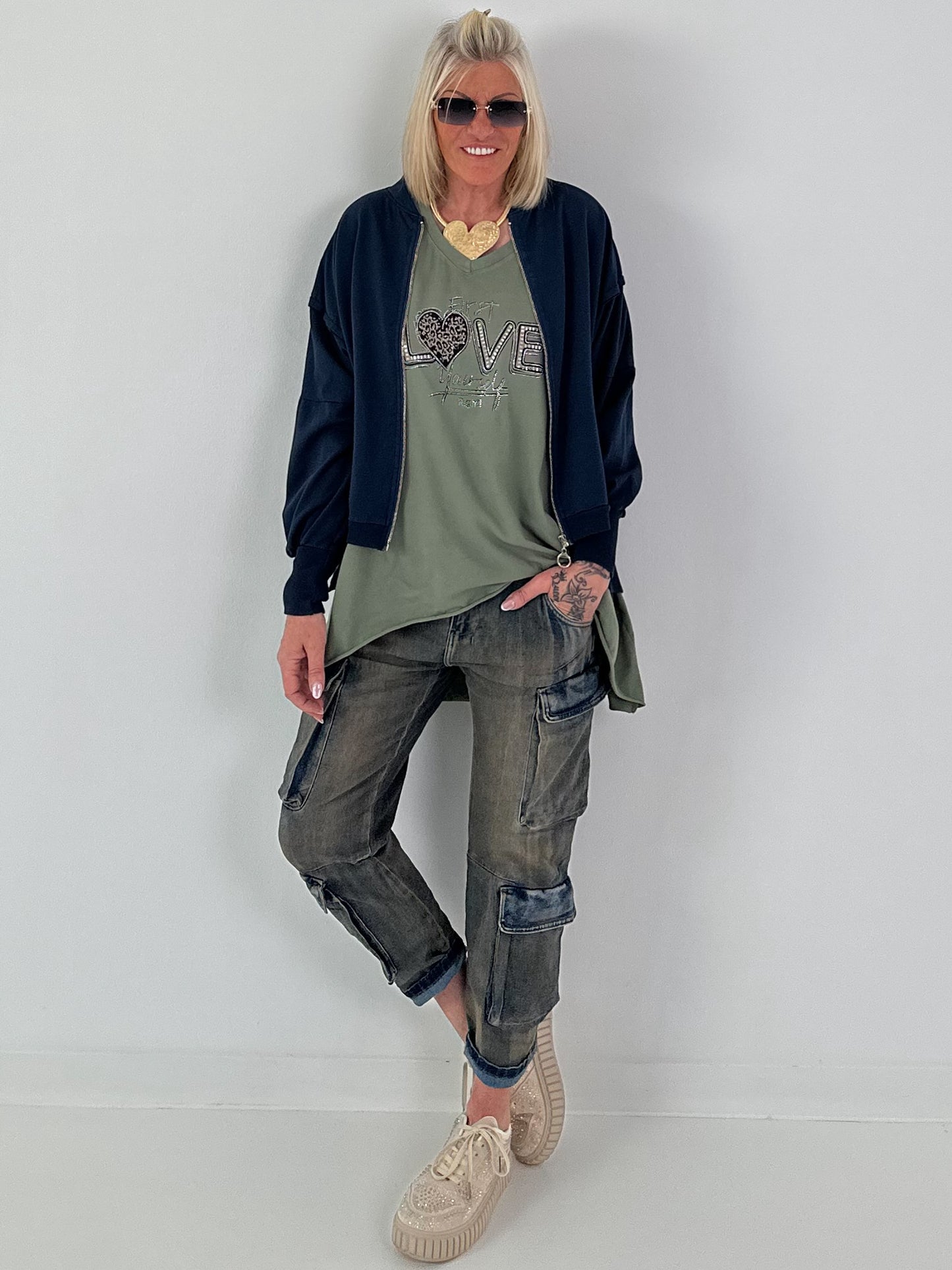 Jacke mit Rückenprint - dunkelblau