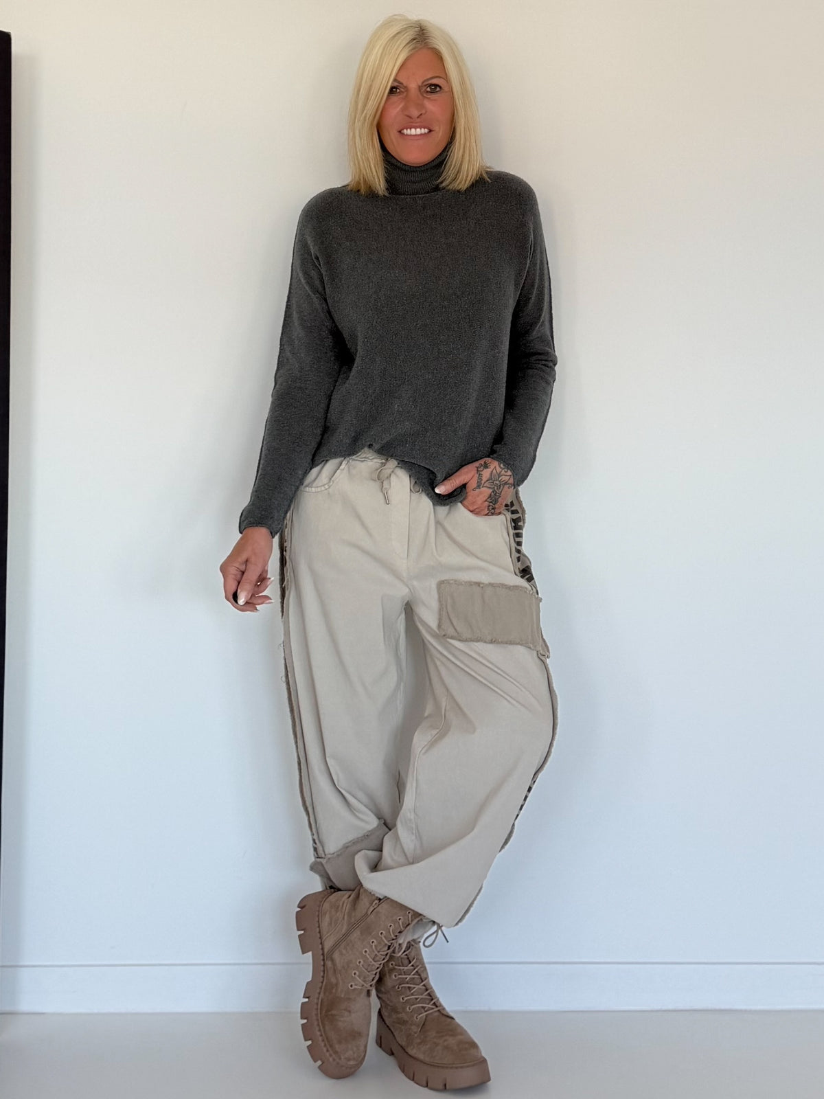 Basic Rollkragenpullover - anthrazit