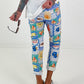 Hose mit All-Over Print-Mix - hellblau-mehrfarbig