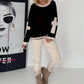 Oversized Sweater mit Strasskreuz - schwarz-beige