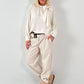 Leather-look trousers, model "Cream Flow" - beige
