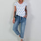 Polka dot t-shirt - white-light blue