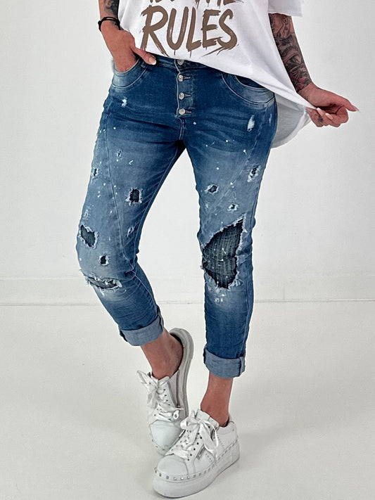 Melly & Co. Jeans with distressed details - blue