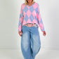 Sweater im Rautenmuster - candy-hellblau