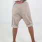 Short baggy shorts with side overlay - beige