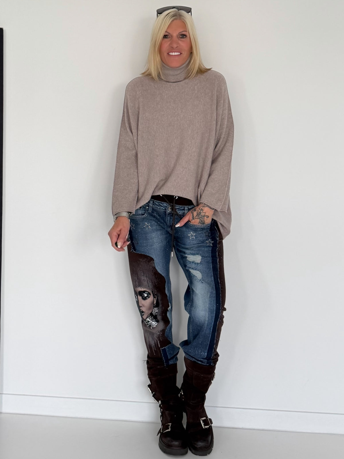 Rollkragenpullover - taupe