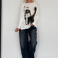 Sweater mit Stulpenärmeln und Strassmotiv Woman & Cross - ecru