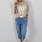 Oversized T-shirt with comic mouse - beige