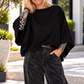 Sweater with turned-up sleeves - black
