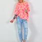 Sweater mit floralem All over Print - aprikot-pink