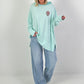 Oversized hoodie with lace hood - mint