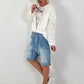Bomberjacke mit gerafftem Arm - weiss