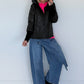 Jacke mit Strickarm und Kapuze - schwarz