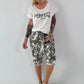 T-Shirt in edlem Materialmix -weiss