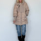 Winterjacke 2 Looks mit Stulpenärmeln und abnehmbarem Strickeinsatz - beige