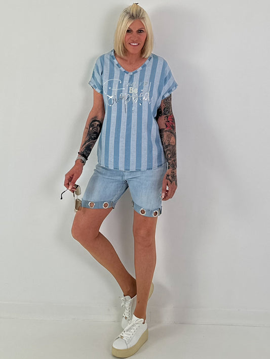 Jeansshirt mit Streifen- hellblau