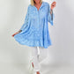 Tunic/Dress with Terry Appliqué - light blue