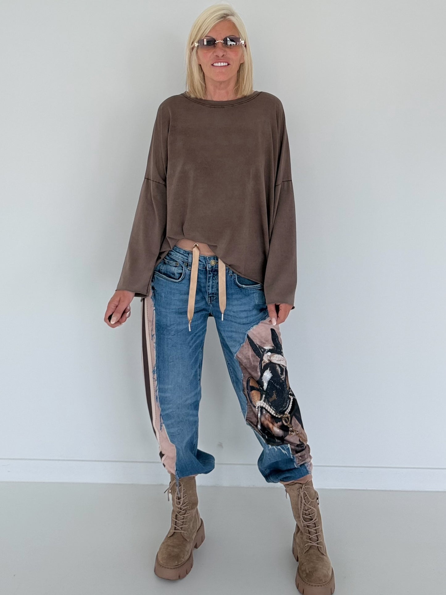 Oversized Shirt stone washed - schoko
