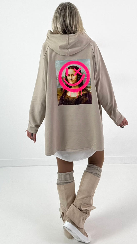 Hoodie model "Neon Icon Clash" - beige