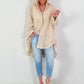 Oversized blouse met ruches – beige