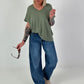 Ripp Shirt mit Fransendetails - khaki