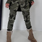 Hose mit elastischem Bund im Camouflage-Look - oliv-mehrfarbig