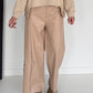 Vegan Leather Wide-Leg Trousers - Beige