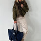 Jacke mit Fellkragen - oliv