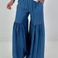 Wide Ruffle Jeans - Dark Blue