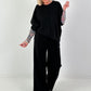 Zweiteiler mit asymmetrischem Shirt - schwarz