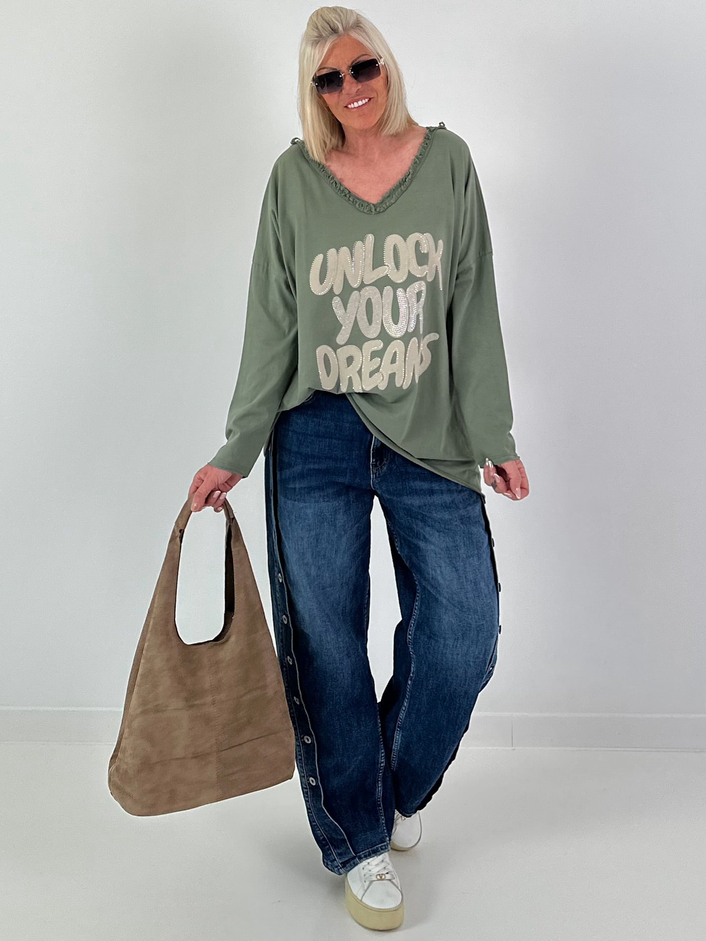 Oversized Shirt Unlock Your Dreams - olive