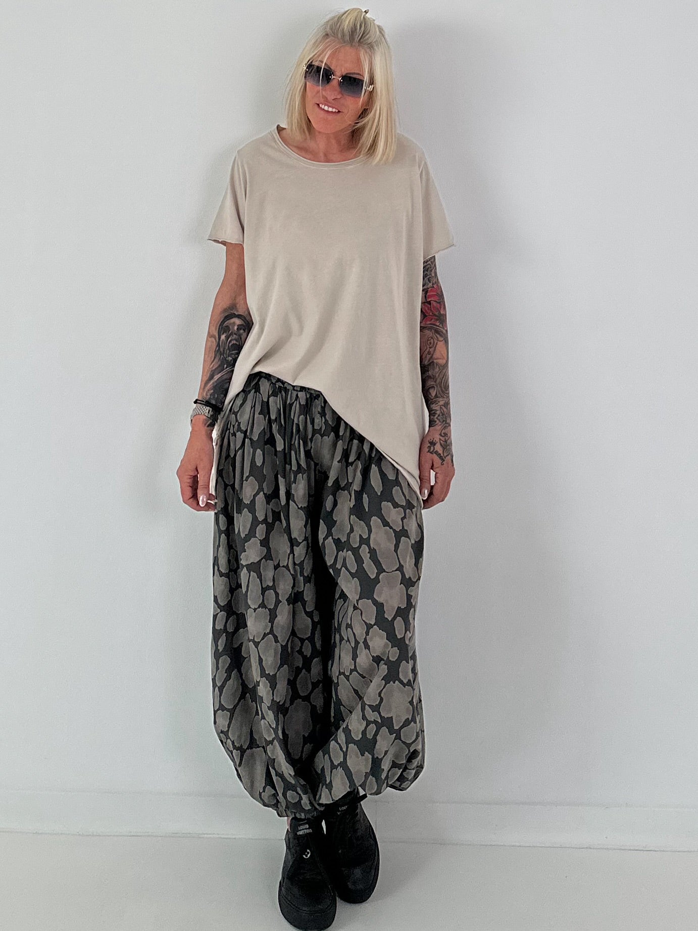Oversized T-Shirt Rundhals - beige