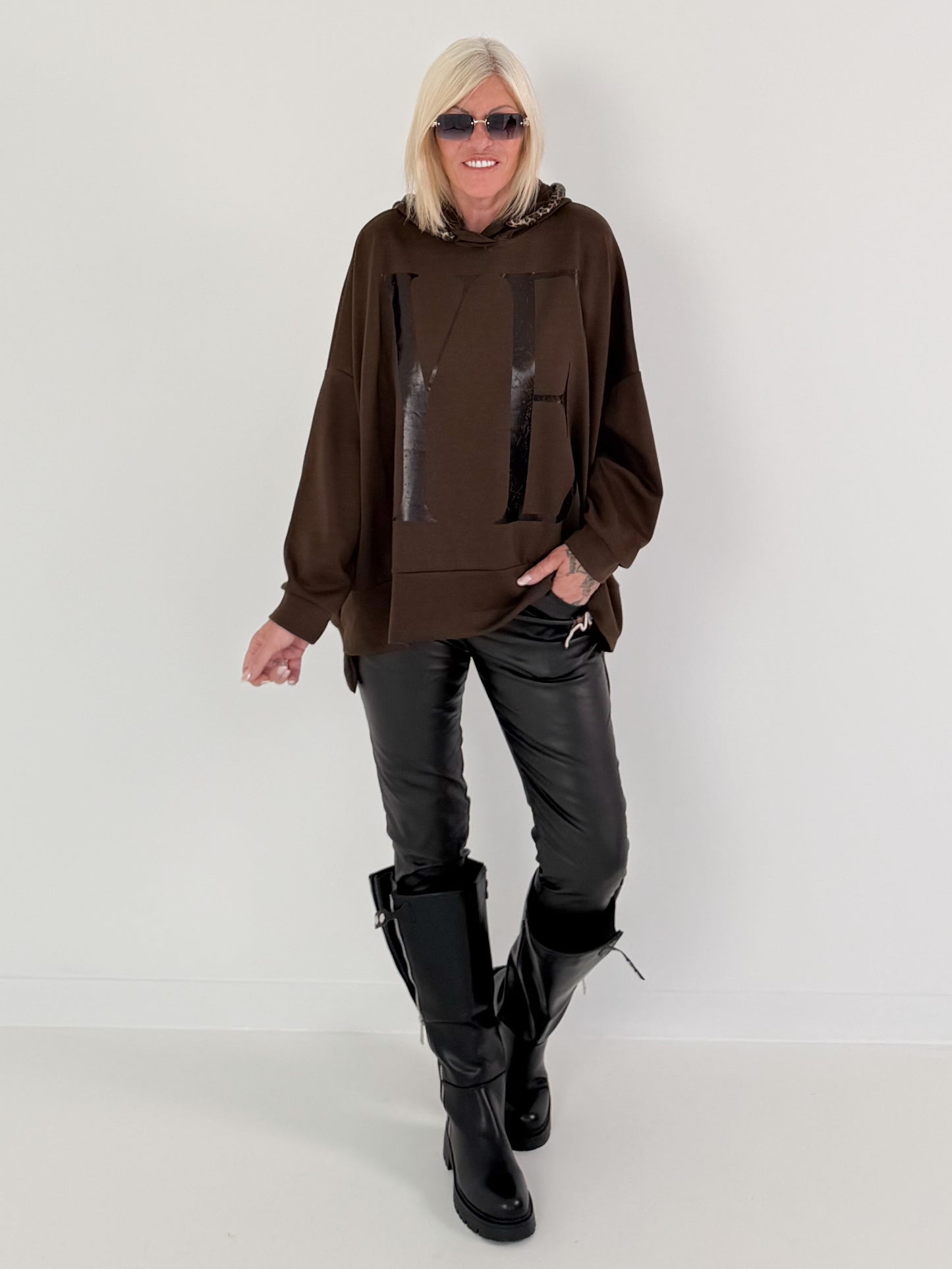 Oversized Hoodie YEAH - mokka