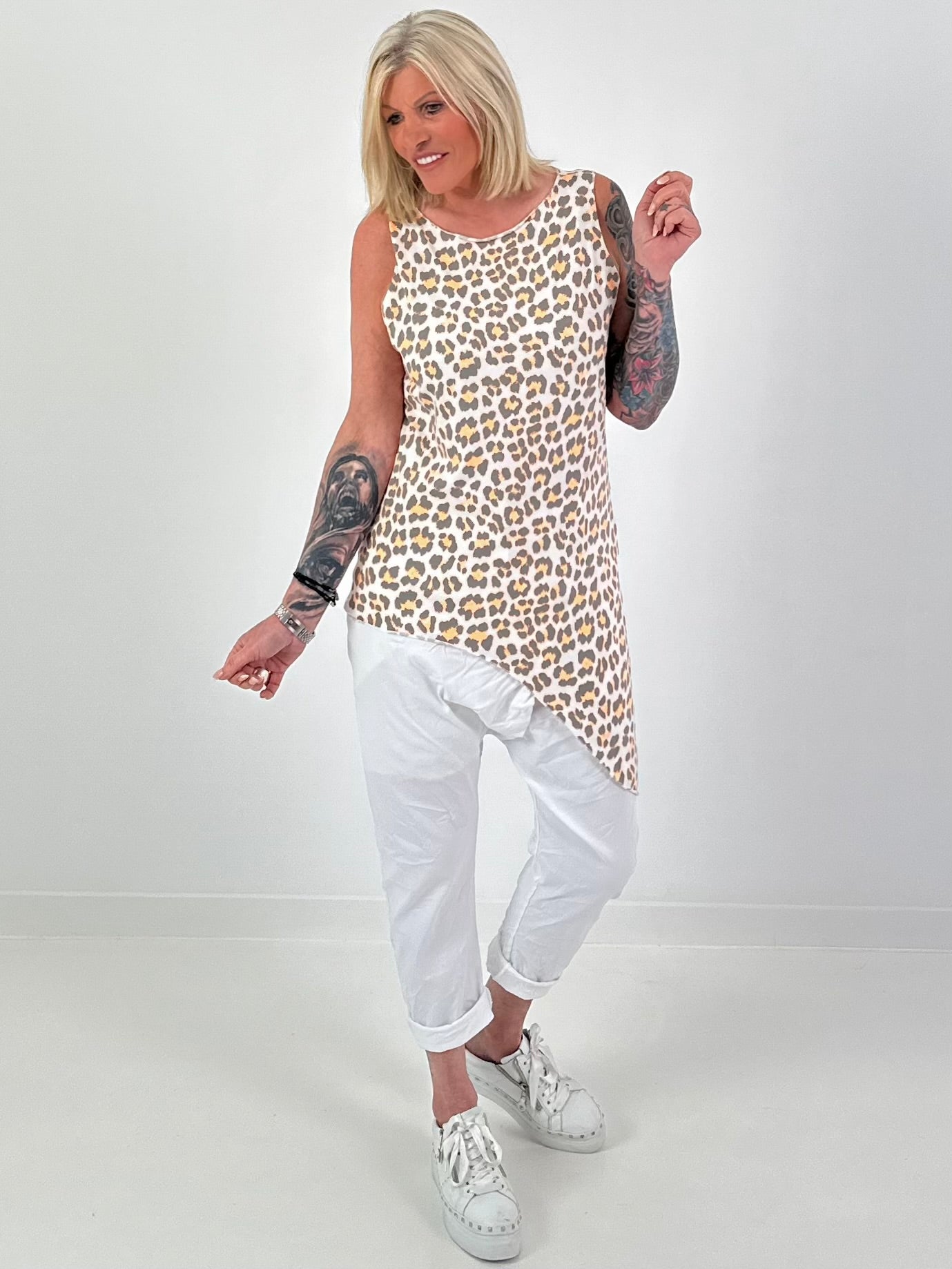 Long Top Leo asymmetrisch - neonorange