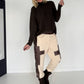 Sweathose im Materialmix - beige-mokka