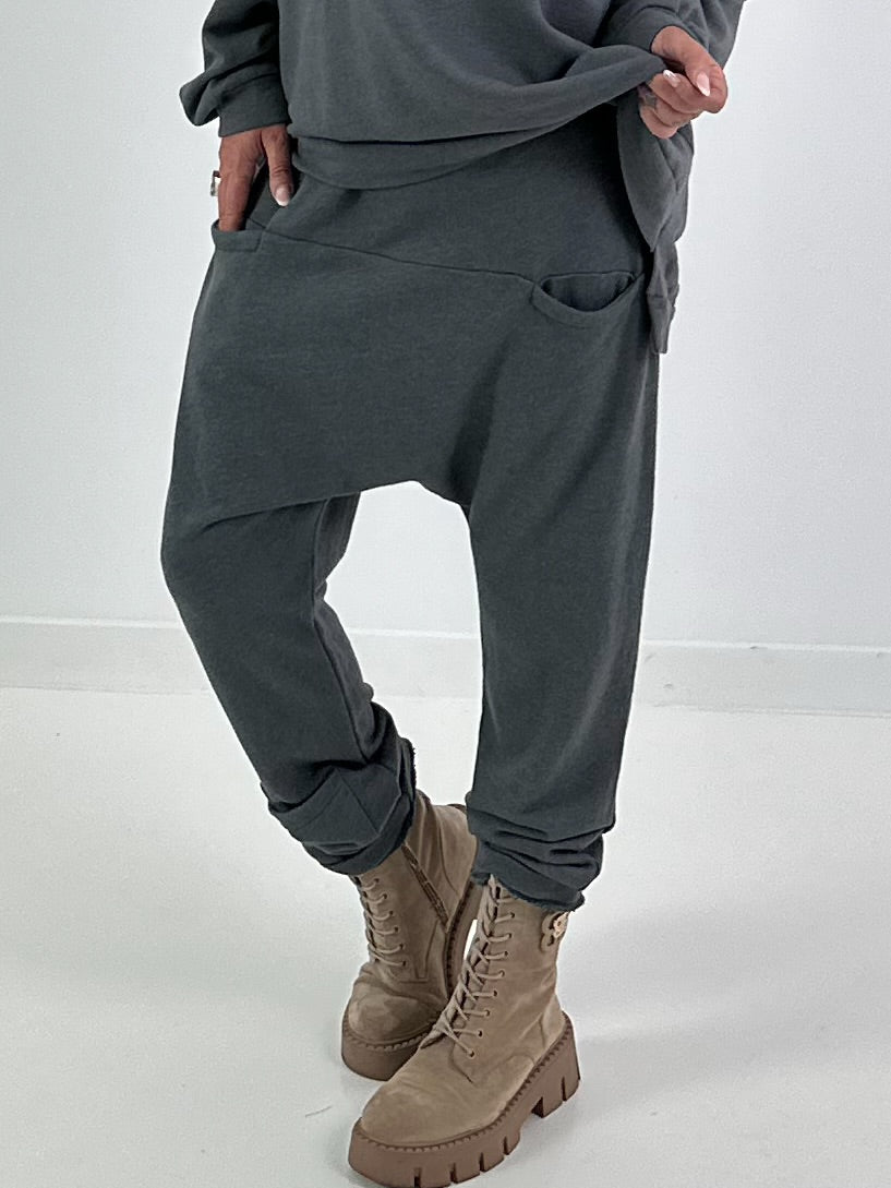 Sweat Baggy mit Tasche - anthrazit