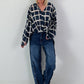 Lightweight blouse with graphic pattern - night blue - beige