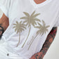 T-Shirt mit Glitzerpalmen - weiss