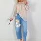 Silk tunic with crocheted neckline - beige