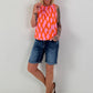 Halter Neck Top with Allover Pattern - orange-pink