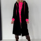 Coat with teddy curl look and neon accents - black