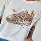 T-Shirt mit Schuhprint - weiss-beige